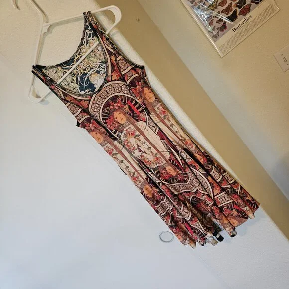 4 in 1 Blackmilk Mini Dress - Limited Edition Reversible Alphonse Mucha Art - Picture 9 of 12
